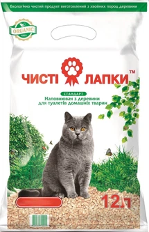 Наповнювач для котячого туалету Чисті лапки Стандарт Деревний усмоктувальний 3 кг (12 л) (4820137810015)