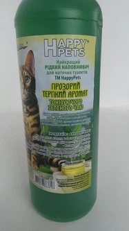 Happy Pets Рідкий наповнювач 1Л прозорий терпкий аромат тонізуючого зеленого чаю зелений