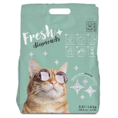 M Pets Наповнювач силікагелевий для котячого туалету без ароматизатора M-Pets Fresh Diamonds Silica Cat Litter Unscented 3,8 л / 1,6 кг (6953182752455)
