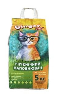 Гігієнічний наповнювач для котячого туалету Ginger Cat бентонітовий, середній, 5 кг