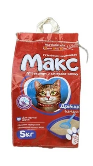 Бентонітовий наповнювач для туалету котів МАКС з ароматом лаванди, дрібний, 5 кг