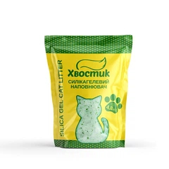 AnimAll Силікагель наповнювач Хвостик для котів, із зеленими гранулами, дрібна фракція, 4,8 л, Сервіс