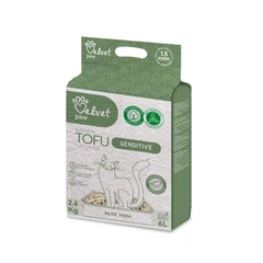 Наповнювач гігієнічний VELVET PAW TOFU для котів з підвищеною чутливістю, з екстрактом алое вера, гранули 1.5 мм, 6 л/2,6 кг