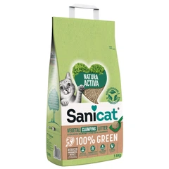 Рослинний наповнювач для котячого туалету комкуючий біорозкладний Sanicat Natura Activa 100% Green 6 л - 2,5 кг