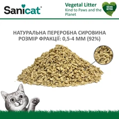 Рослинний наповнювач для котячого туалету комкуючий біорозкладний Sanicat Natura Activa 100% Green 6 л - 2,5 кг