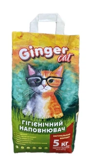 Гігієнічний наповнювач для котячого туалету Ginger Cat бентонітовий, крупний, 5 кг