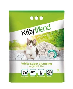 Рослинний наповнювач для котячого туалету комкуючий змивний Kittyfriend White Super Clumping Vegetal Litter 5 л - 2,3 кг