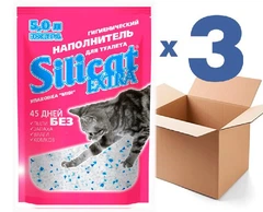 Наповнювач для котячого туалету силикагелевий SILICAT EXTRA 5.0Lх3шт(15L)