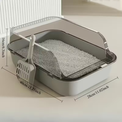 Без бренда Туалет для котів під наповнювач 40 x 28 x 16 см Сірий. Лоток для кошенят глибокий практичний з бортиками та лопаткою