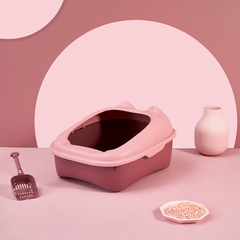 Туалет для котів з лопаткою Derby Plastic Cat Litter Box, pink 51х41х30 см