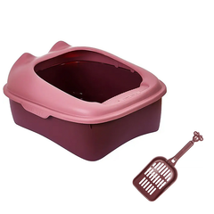 Туалет для котів з лопаткою Derby Plastic Cat Litter Box, pink 51х41х30 см