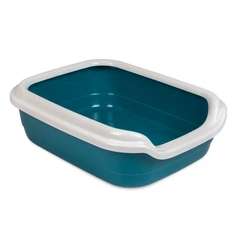 Туалет для кішок з бортиком Природа Comfort L 39x49x15 см Синьо-білий (PR241741)