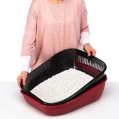 Лоток для котів Ferplast Birba 55.5х45.5х22 см Бордовий з двома піддонами (72049099)
