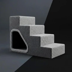 Без бренду Сходинки пандус для собачок 76*40*60 темно сірий з сірим на чотири сходинки праві