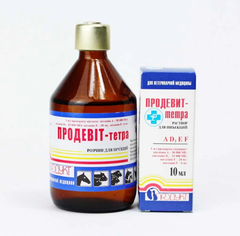 Продукт Продевит-Тетра, инъекционный раствор – комплекс витаминов A, D, E, F для животных, 10 мл