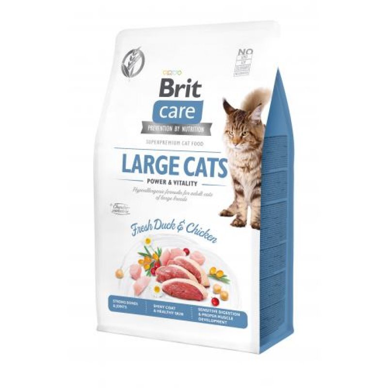 Brit Care Grain-Free Large cats - Сухий беззерновий корм з куркою і качкою для дорослих котів великих порід