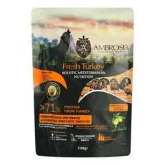 Беззерновий корм Ambrosia Mediterranean з індичкою для літніх та стерилізованих собак усіх порід 0,1 кг