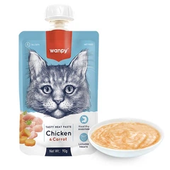Рідкий корм для котів Wanpy Chicken & Carrot ВАНПІ КРЕМ-ПЮРЕ КУРКА З МОРКВОЮ, 90 г