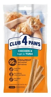 М’ясна паличка Преміум CLUB 4 PAWS з куркою та високим вмістом тунця, 15 г