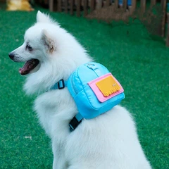 Рюкзачок на спину для собак та котів Pet DUOMM з повідцем блакитний М