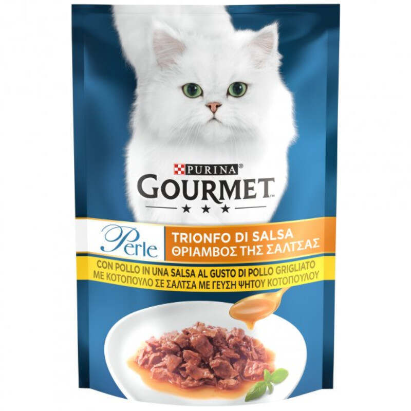 Gourmet Вологий корм (шматочки в соусі) з курка м'ясо та м'ясні субпродукти для котів