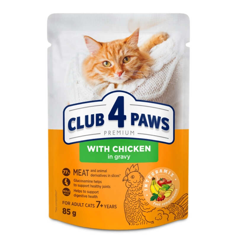 Club 4 Paws Вологий корм (шматочки в соусі) з куркою для дорослих котів