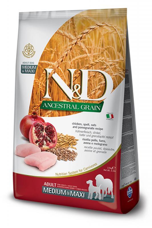 Farmina N&amp;amp;D Low Grain Dog Chicken &amp;amp; Pomegranate Adult Medium&amp;amp;Maxi - Низкозерновой сухой корм с курицей и гранатом для собак средних и больших пород (12+3 кг)
