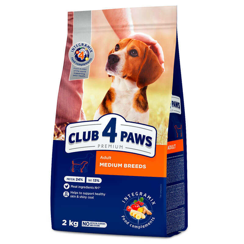 Club 4 Paws Premium Adult Medium Breed Chicken - Сухой корм с курицей для взрослых собак средних пород (2 кг)