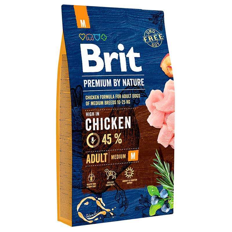 Brit Premium by Nature ADULT M - Сухой корм с курицей для взрослых собак средних пород (16 кг)