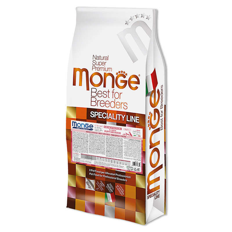 Monge DOG Puppy &amp;amp; Junior Beef with Rice - Сухой корм с говядиной для щенков и молодых собак различных пород (2,5 кг)