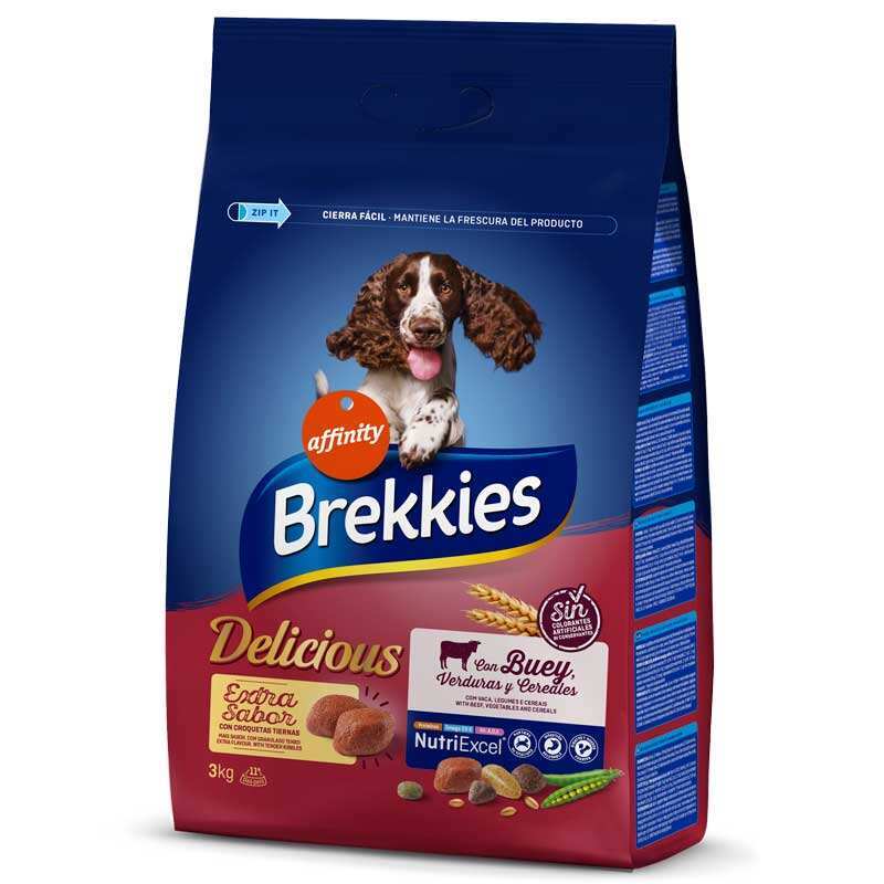 Brekkies Dog Delice Meat - Сухой корм с говядиной для взрослых собак всех пород (7,25 кг)