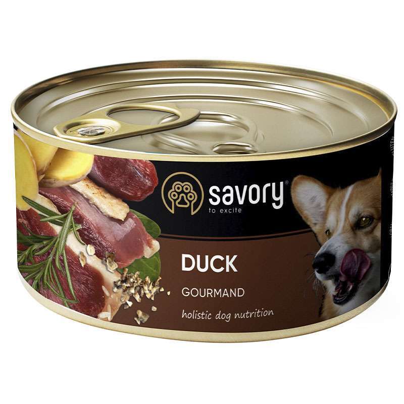 Savory Dog Gourmand Duck - Влажный корм с уткой для взрослых собак гурманов всех пород (400 г)
