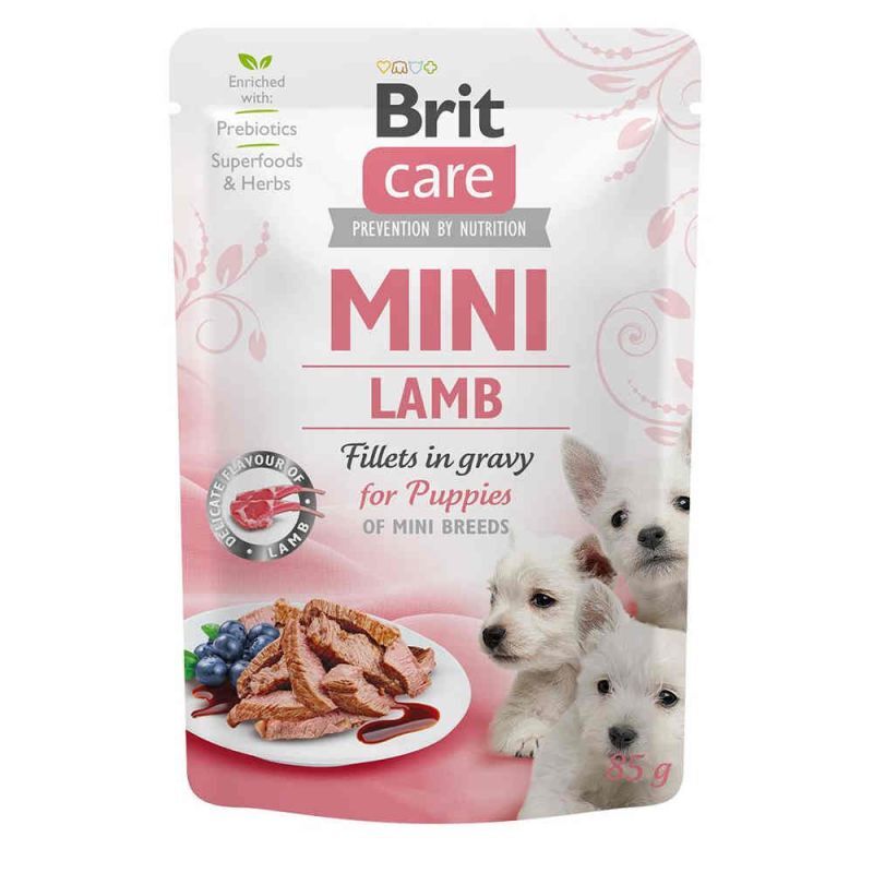 Brit Care Mini Lamb for puppies - Влажный корм с ягненком для щенков мелких и мини-пород (филе в соусе) (24x85 г (box))