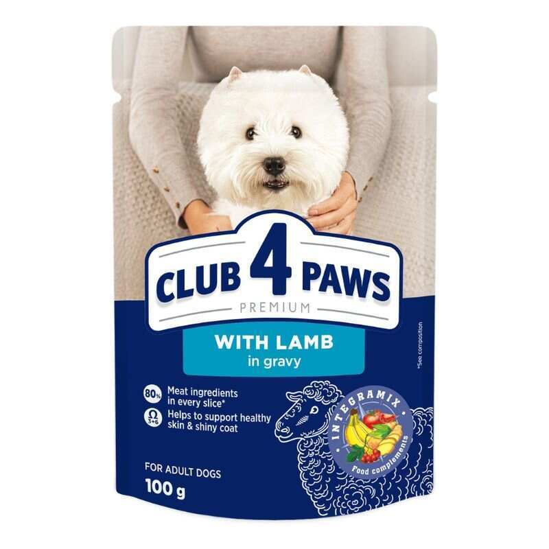 Club 4 Paws (Клуб 4 Лапы) Premium Adult Dog Small Breeds Lamb in Gravy - Влажный корм с ягненком для взрослых собак малых пород (кусочки в соусе) (24х100 г(ьох))