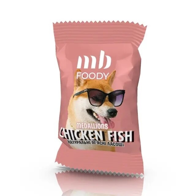 MB Foody (МБ Фуди) Chicken&amp;amp;Fish - Лакомства медальоны из курицы и рыбы для собак ((4 г / 1 шт.))