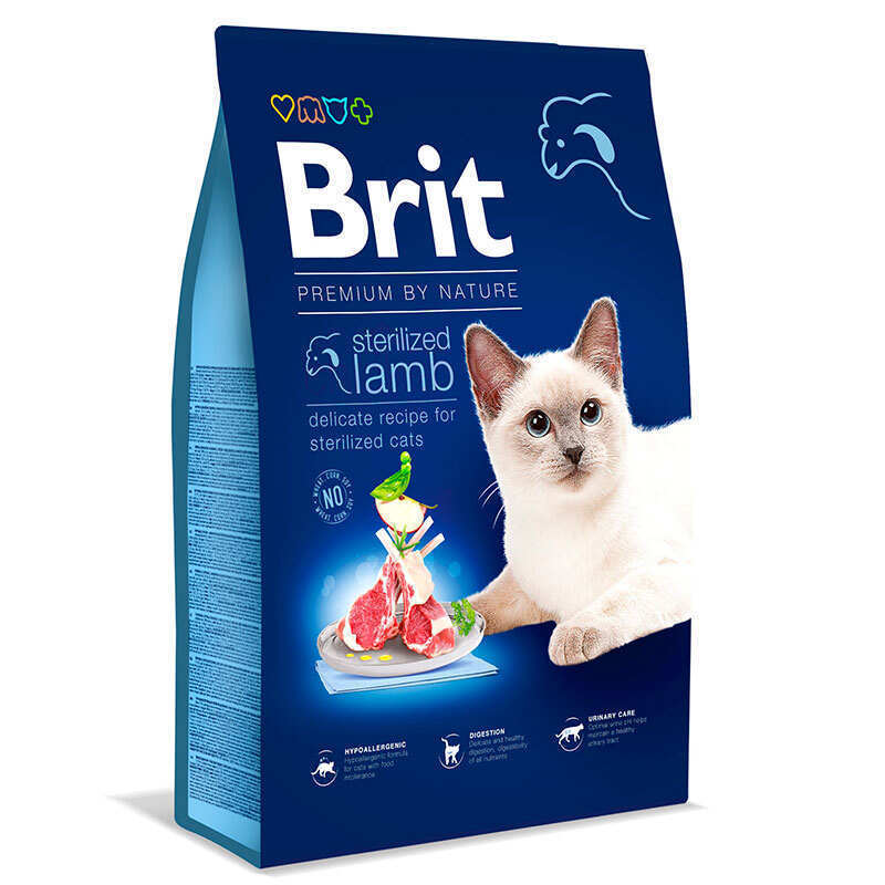 Brit Premium by Nature Cat Sterilized Lamb - Сухой корм с ягнёнком для взрослых стерилизованных котов с чувствительным пищеварением (800 г)
