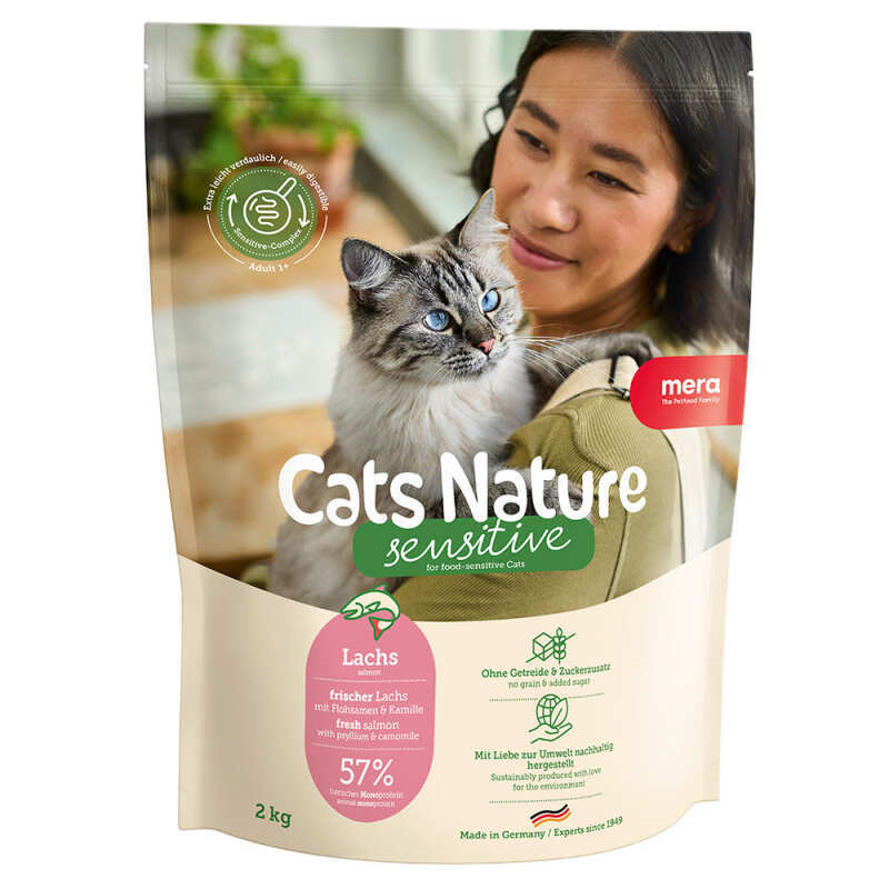 Mera Cats Nature Sensitive Salmon (Lachs) – Сухой корм с лососем для взрослых кошек с чувствительным пищеварением (400 г)