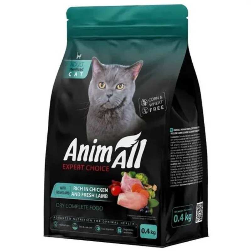 AnimAll Expert Choice - Сухой корм с курицей и свежей ягнятиной для стерилизованных котов (1,5 кг)