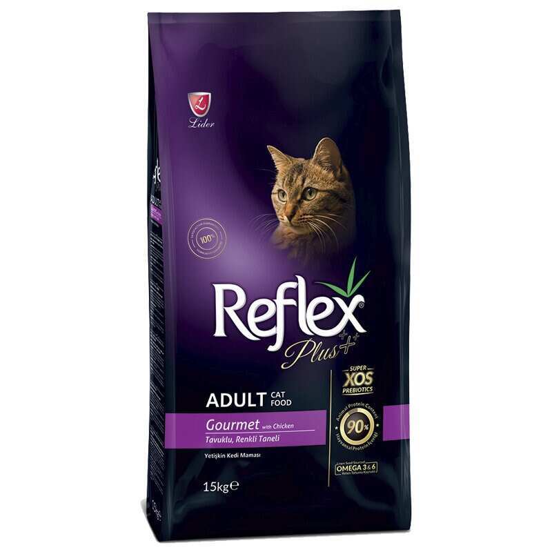 Reflex Plus (Рефлекс Плюс) Adult Cat Gourmet Chicken – Сухой корм с курицей для укрепления иммунитета котов (15 кг)