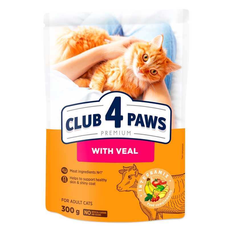 Club 4 Paws Premium Adult Cat Veal - Сухой корм с телятиной для взрослых котов (900 г)