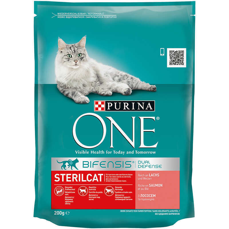 Purina ONE (Пурина Ван) Sterilcat – Сухой корм с лососем и пшеницей для стерилизованных кошек (800 г)