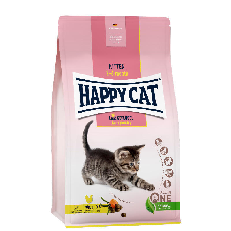 Happy Cat (Хеппи Кет) Young Kitten Land-Geflugel - Сухой корм с курицей для котят в возрасте от 2 до 6 месяцев (1,4 кг)