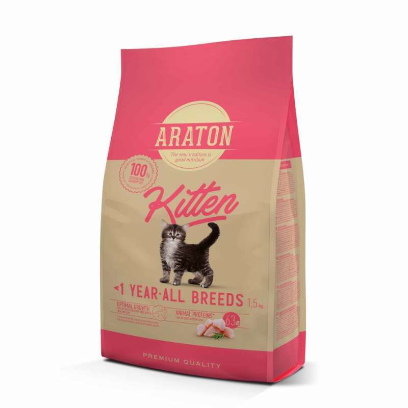 Araton (Аратон) Kitten - Сухой корм с курицей и кукурузой для котят (15 кг)