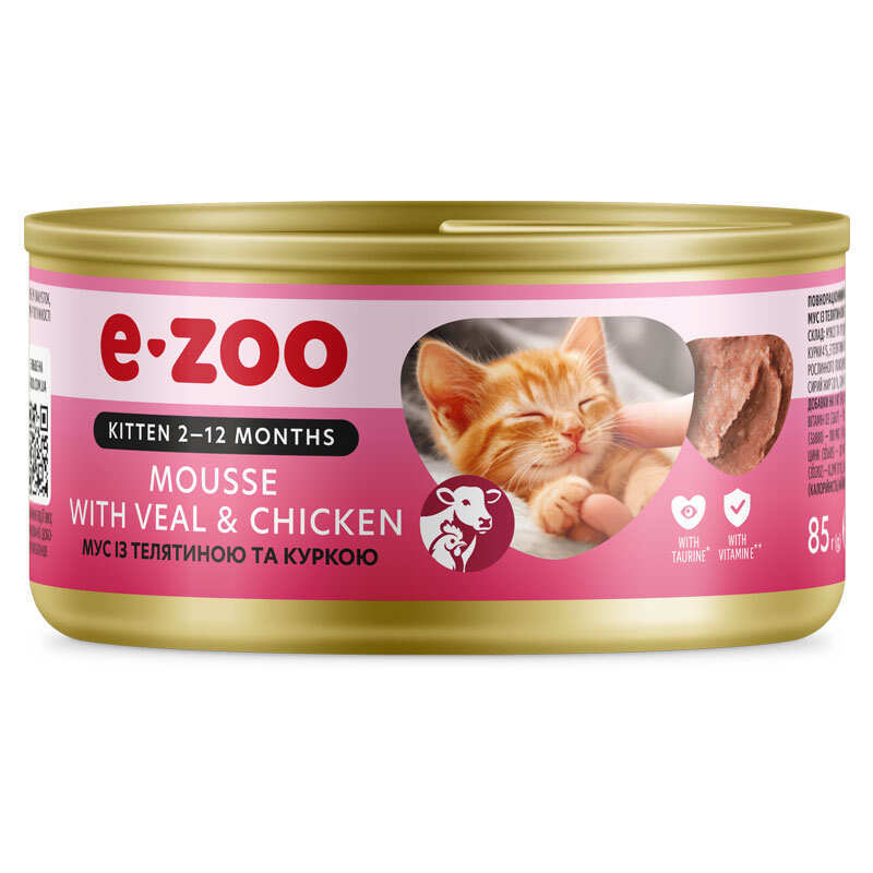 E ZOO™ Корм з курка м'ясо та м'ясні субпродукти телятина для котів