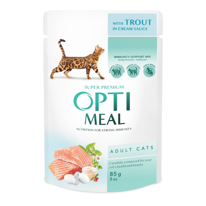 Optimeal Вологий корм (шматочки в соусі) з риба форель для дорослих котів