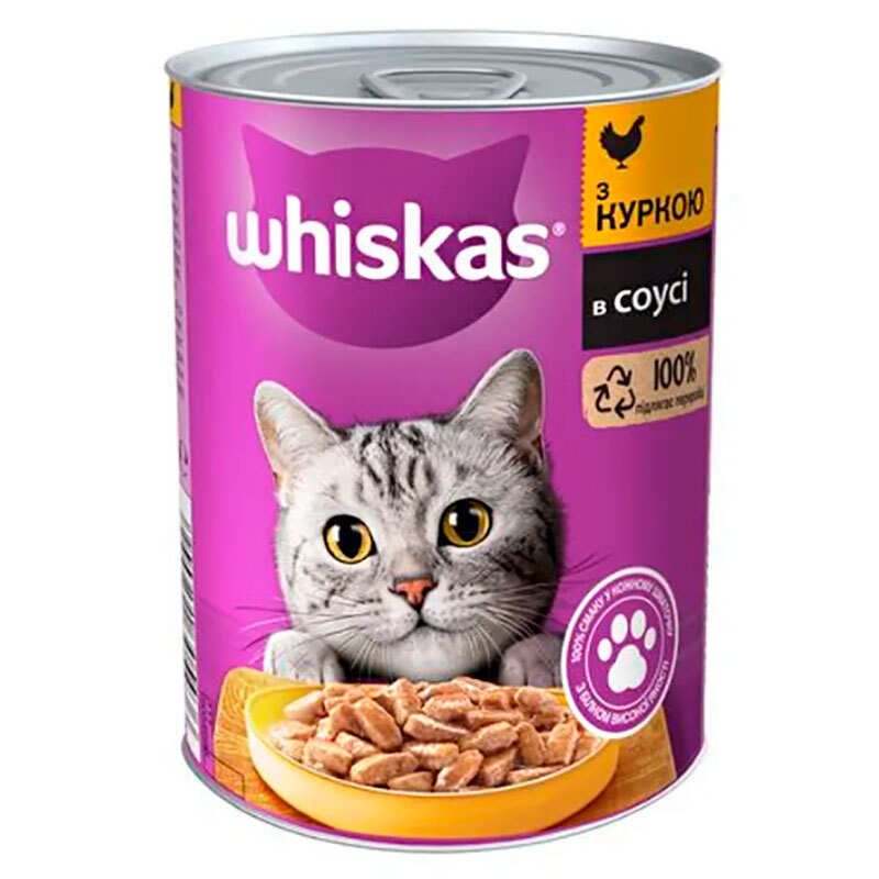Whiskas (Вискас) - Влажный корм с курицей для взрослых котов (400 г)