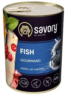 Savory Cat Gourmand Fish - Влажный корм с рыбой для длинношерстных котов гурманов (400 г)