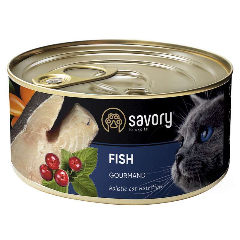 Savory Cat Gourmand Fish - Влажный корм с рыбой для длинношерстных котов гурманов (100 г)