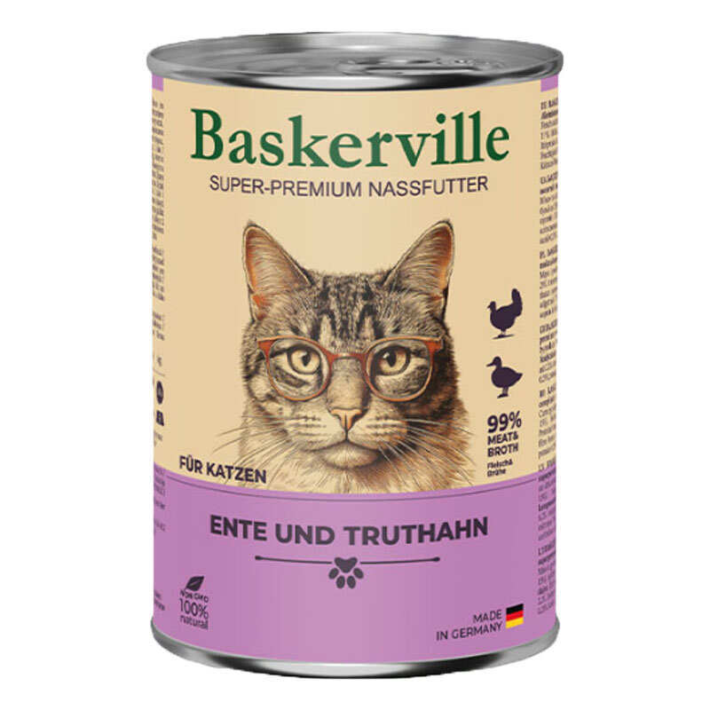 Baskerville Корм з качка м'ясо та м'ясні субпродукти індичка для котів