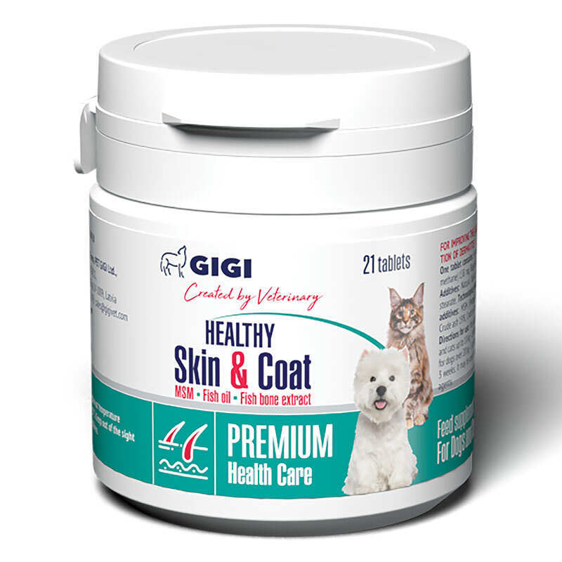 Gigi (Гиги) Healthy Skin &amp;amp; Coat - Витаминно-минеральный комплекс для профилактики хронических дерматитов и улучшения состояния кожи и меха для собак и котов (90 шт./уп.)